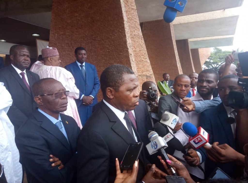 Journalists interview Cameroon Minister of Territorial Administration, Paul Atanga Nji aft opening of semester conference of governors in November. Journalists say obnoxious laws stifle press freedom..
