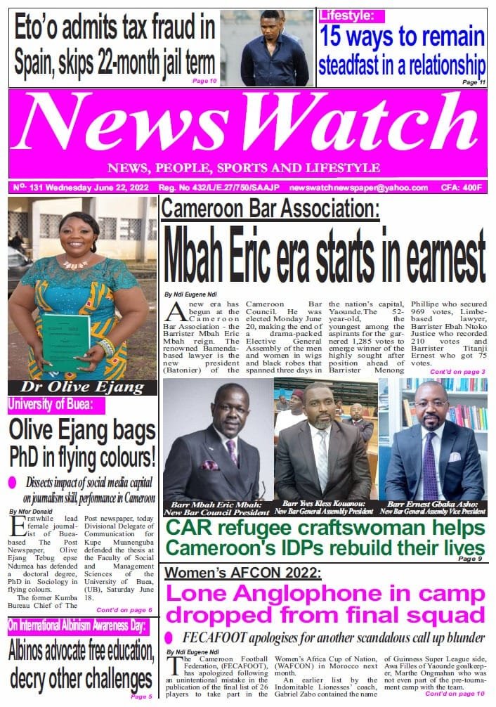 NewsWatch newspaper of Wednesday June 22, happy reading.