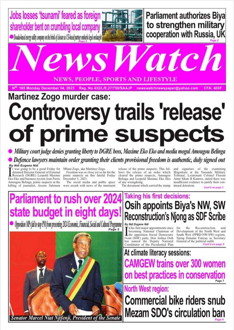 NewsWatch newspaper of Monday, December 04 2023